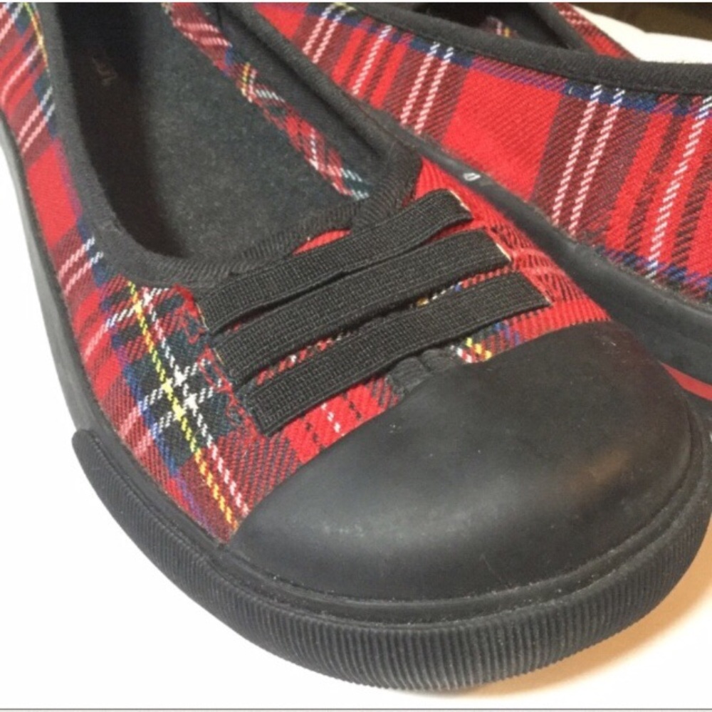 COPY - Punk Plaid Slip on canvas shoes Size 5